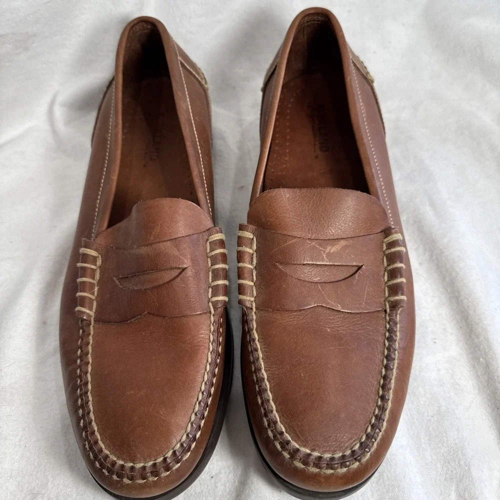Kirkland Signature Sz 13 D Brown Leather Penney Loafers Slip-on Brazil Casual